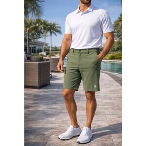 Psycho Bunny Mens Shorts Size 38 Green Shiro Knit Honeycomb Golf NWT